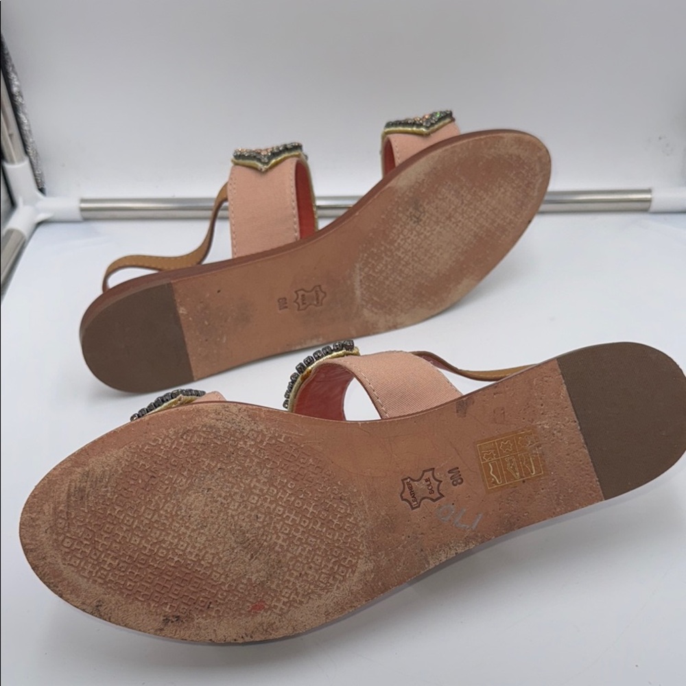 Tory Burch Gold Jeweled Strappy Sandals - Picture 14 of 16